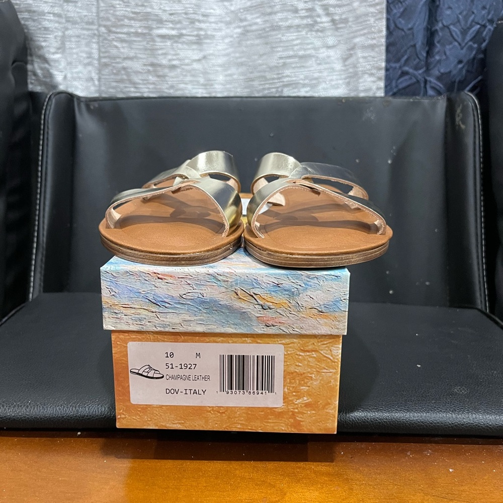 Bella Vita Gold Sandals with Wide Straps